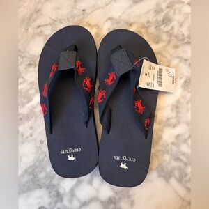 Crewcuts Navy Sandals with Red Crab Embroidery
